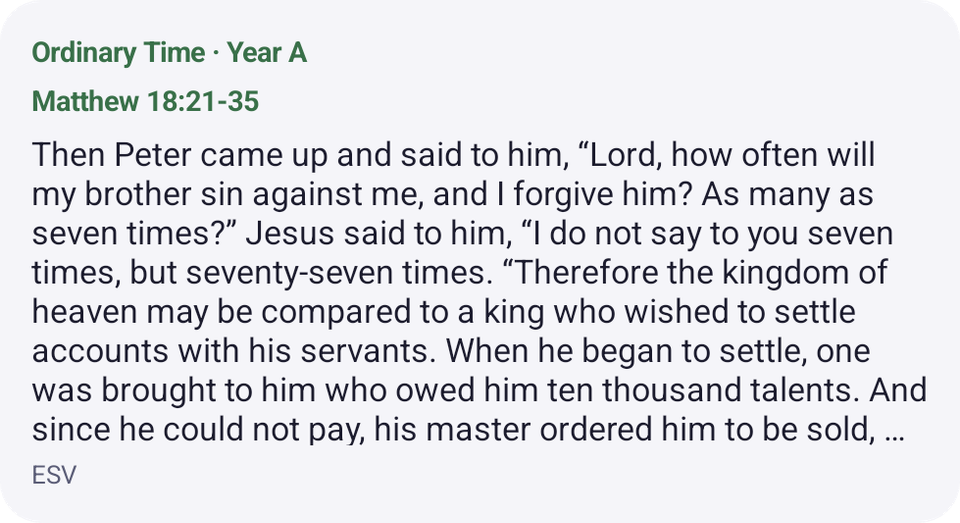 A home-screen widget showing a passage from today’s readings.