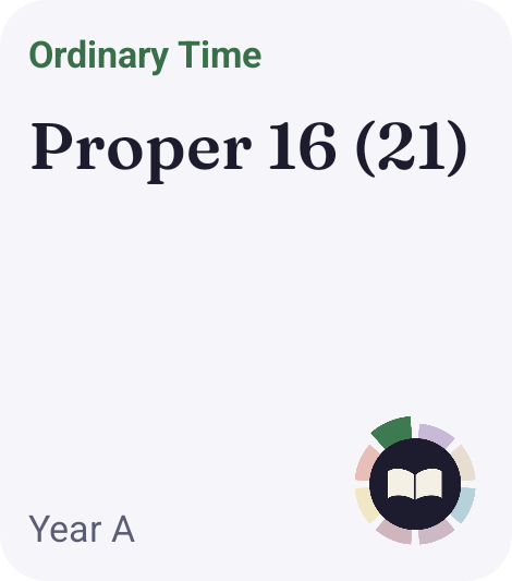 A home-screen widget showing the liturgical day and season with its color.